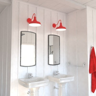12-in Outdoor Wall Light Red and White