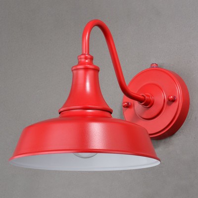 9-in Outdoor Wall Light Red and White