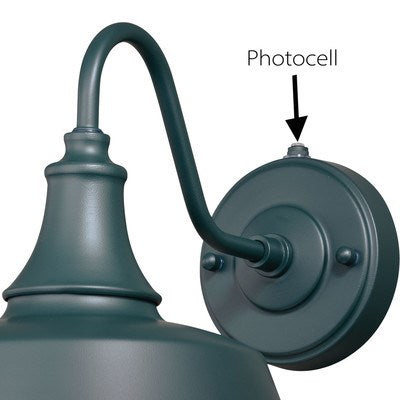 9-in Outdoor Wall Light Hunter Green and White