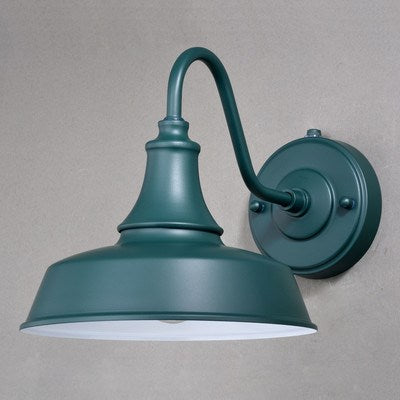 9-in Outdoor Wall Light Hunter Green and White