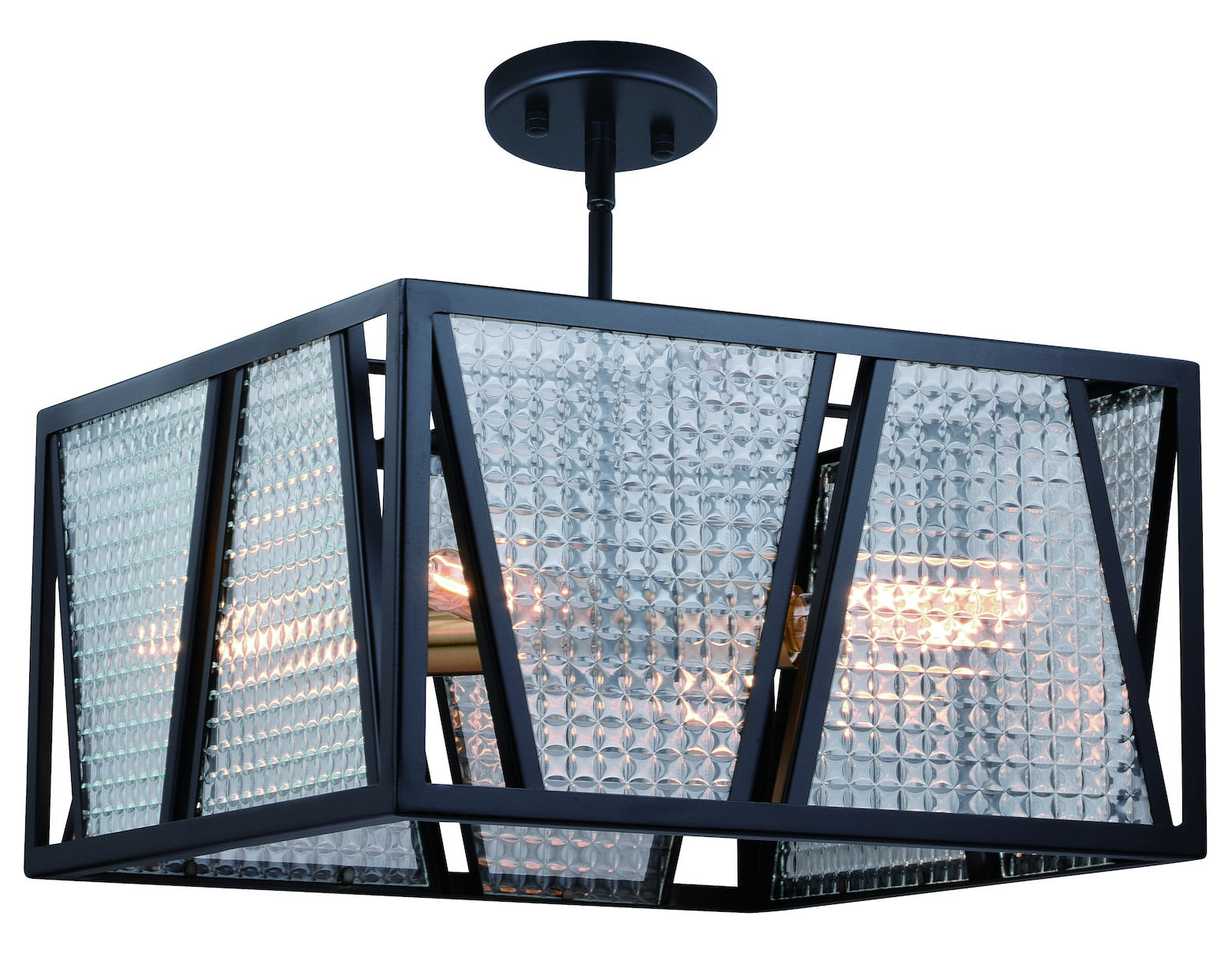 4L Dual Mount Pendant/Semi-Flush Mount Black with Natural Brass