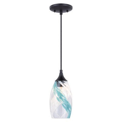 4.75-in Mini Pendant Caribbean Swirl Glass Oil Rubbed Bronze by Vaxcel International