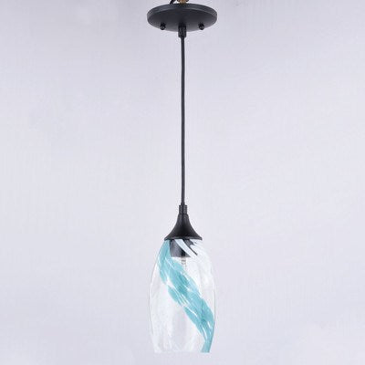 4.75-in Mini Pendant Caribbean Swirl Glass Oil Rubbed Bronze