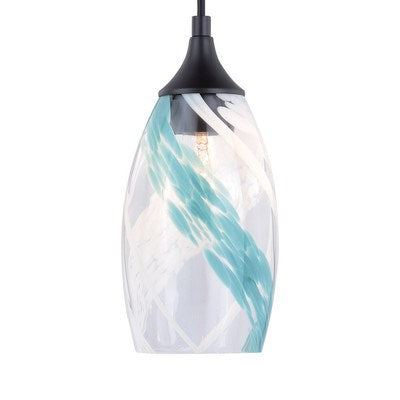 4.75-in Mini Pendant Caribbean Swirl Glass Oil Rubbed Bronze