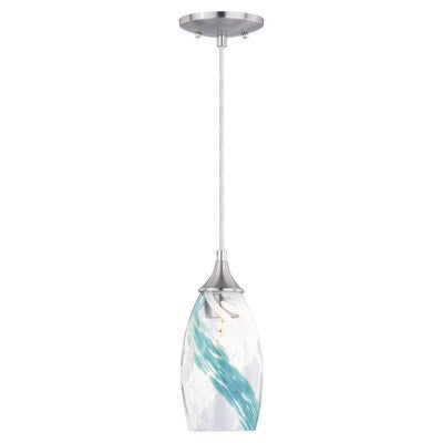 4.75-in Mini Pendant Caribbean Swirl Glass Satin Nickel by Vaxcel International