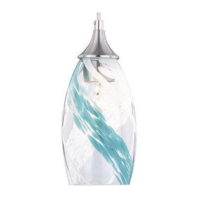 4.75-in Mini Pendant Caribbean Swirl Glass Satin Nickel