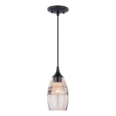 4.75-in Mini Pendant Amber Fog Glass Oil Rubbed Bronze by Vaxcel International