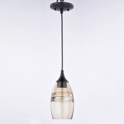 4.75-in Mini Pendant Amber Fog Glass Oil Rubbed Bronze