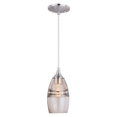4.75-in Mini Pendant Amber Fog Glass Satin Nickel by Vaxcel International