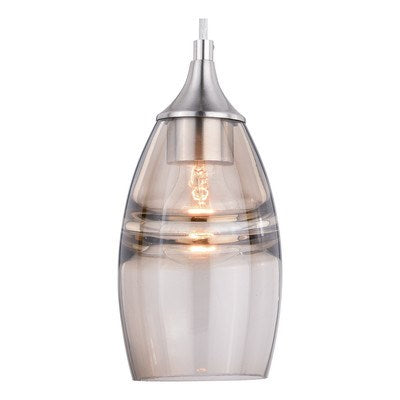 4.75-in Mini Pendant Amber Fog Glass Satin Nickel