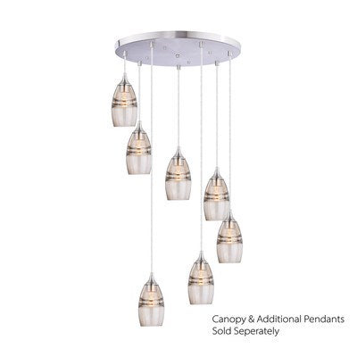 4.75-in Mini Pendant Amber Fog Glass Satin Nickel