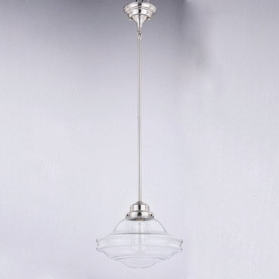 12-in Pendant Clear Glass Satin Nickel