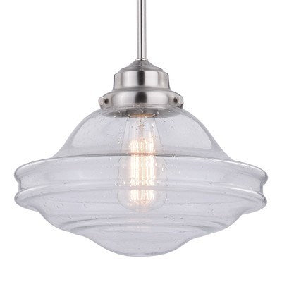 12-in Pendant Clear Glass Satin Nickel