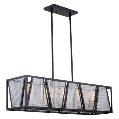 5L Linear Chandelier Black with Natural Brass by Vaxcel International