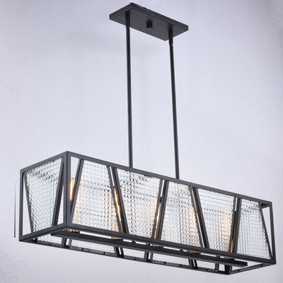 5L Linear Chandelier Black with Natural Brass
