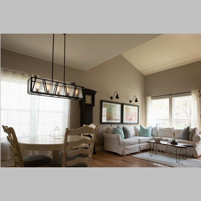 5L Linear Chandelier Black with Natural Brass