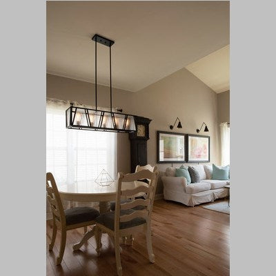 5L Linear Chandelier Black with Natural Brass