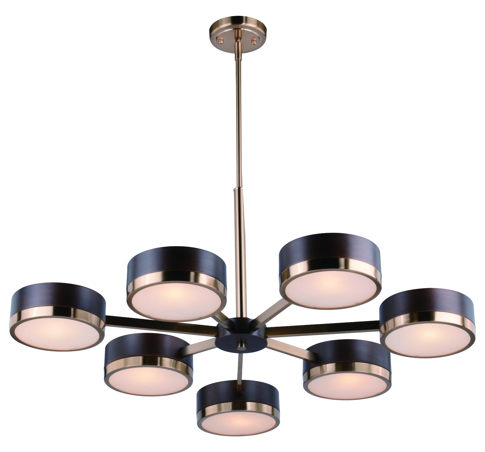7L Chandelier Architectural Bronze and Natural Brass by Vaxcel International