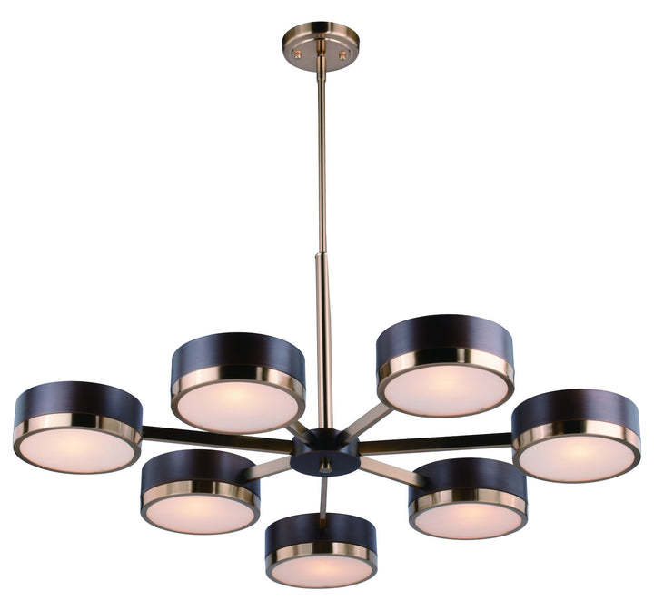7L Chandelier Architectural Bronze and Natural Brass by Vaxcel International
