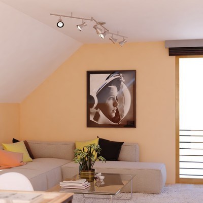 6L LED Swing Directional Ceiling Light Brushed Nickel and Chrome