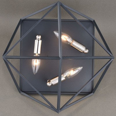 15-in Flush Mount Ceiling Light Black Graphite and Satin Nickel