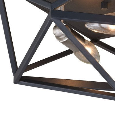 15-in Flush Mount Ceiling Light Black Graphite and Satin Nickel