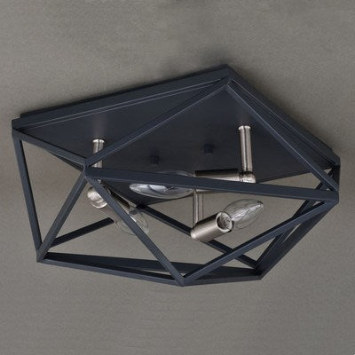 15-in Flush Mount Ceiling Light Black Graphite and Satin Nickel