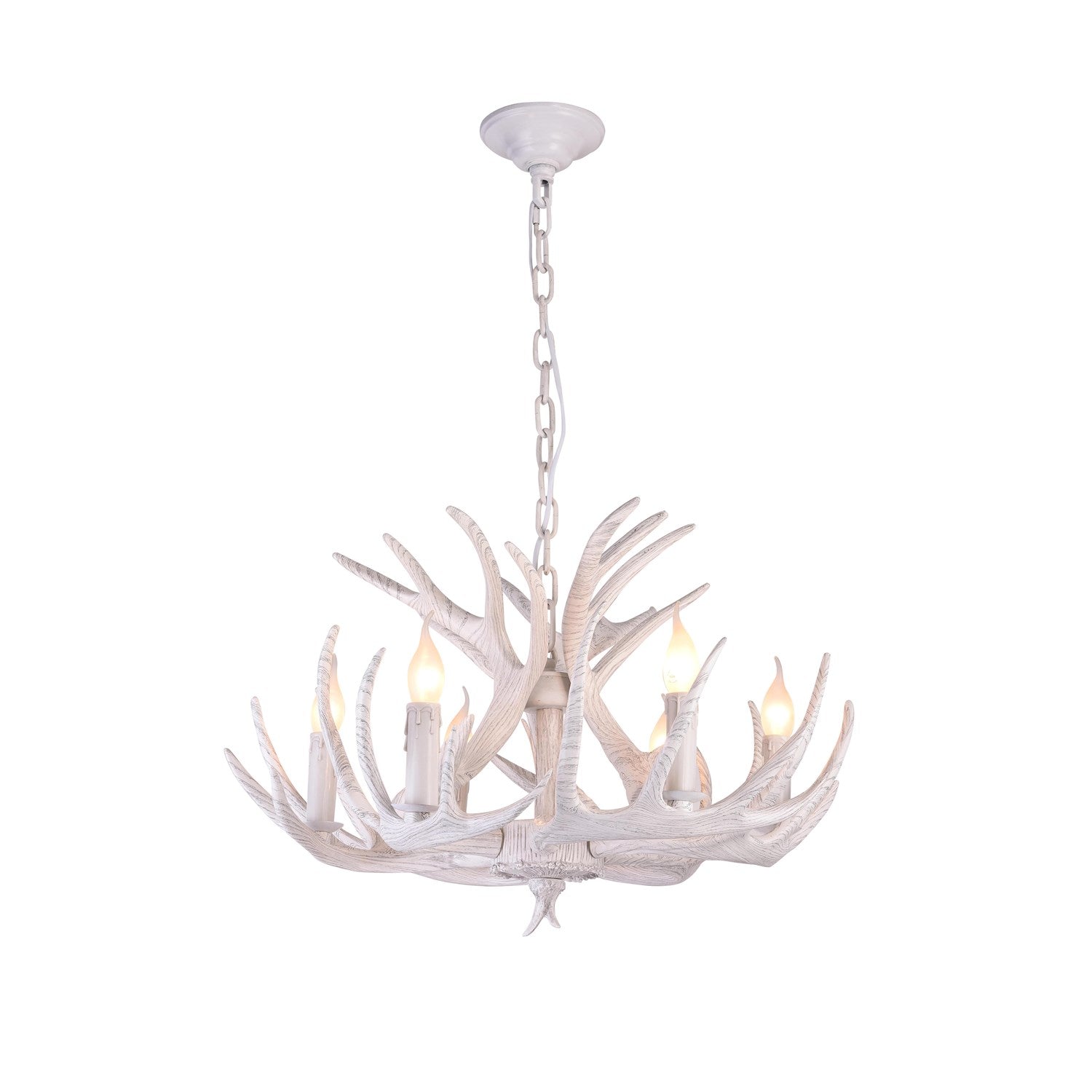 6 Lights White Antler Lighting by Bethel