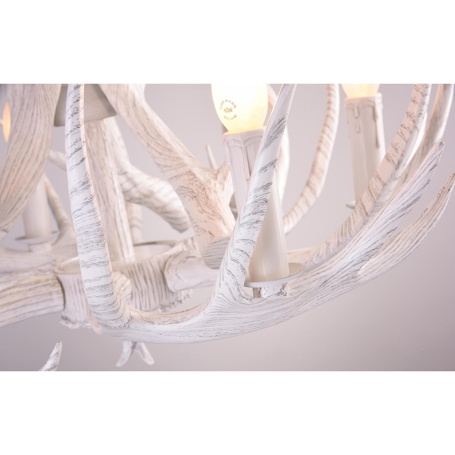 6 Lights White Antler Lighting