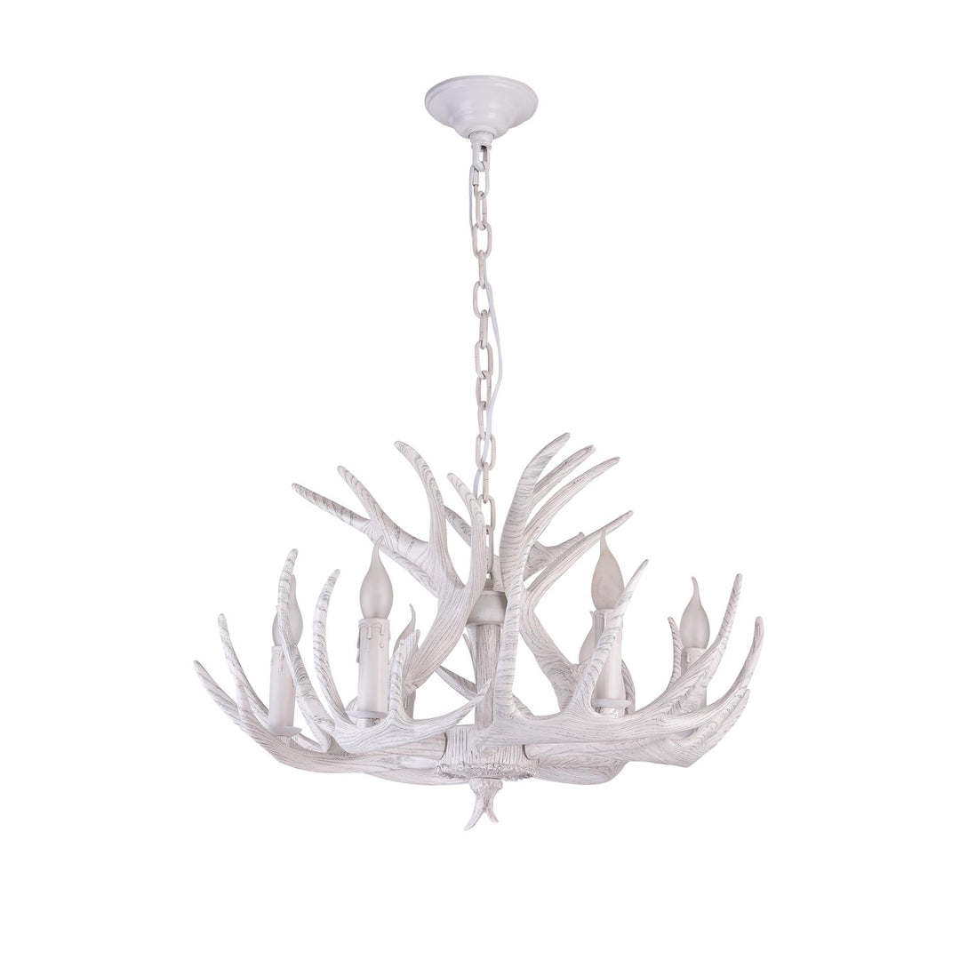 6 Lights White Antler Lighting