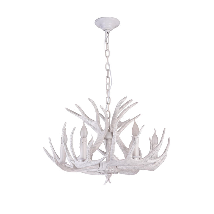 6 Lights White Antler Lighting