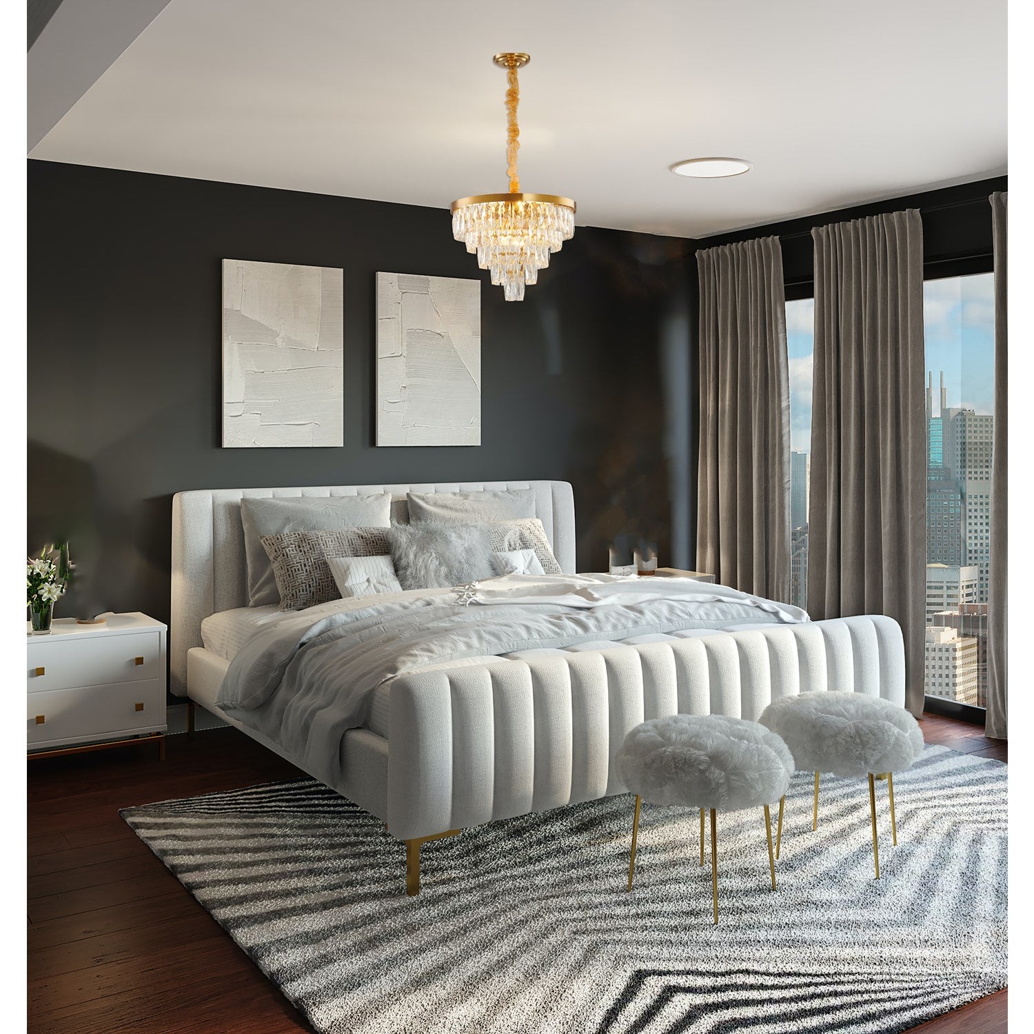 12 Lights Gold Chandelier by Bethel