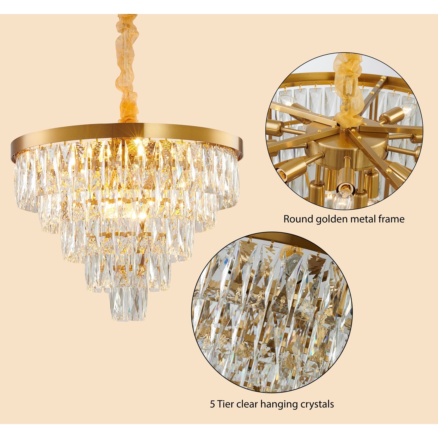 12 Lights Gold Chandelier