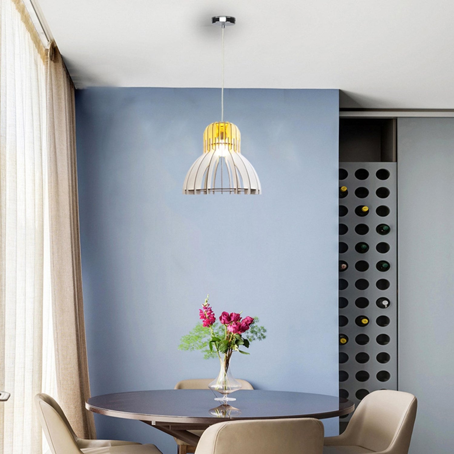 1 Light White Single Pendant Light