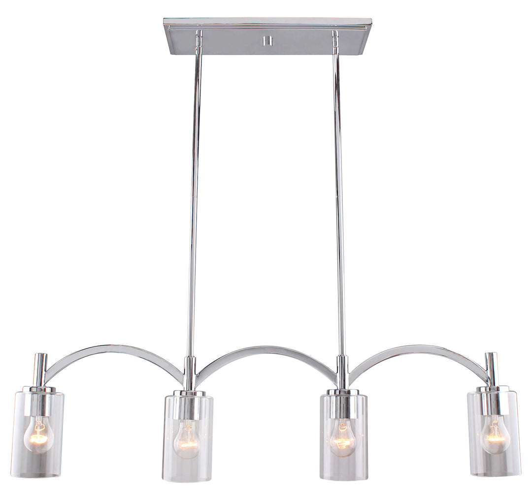 4 Lights Linear Pendant W/ Chrome Finish & Clear Glass by Eglo