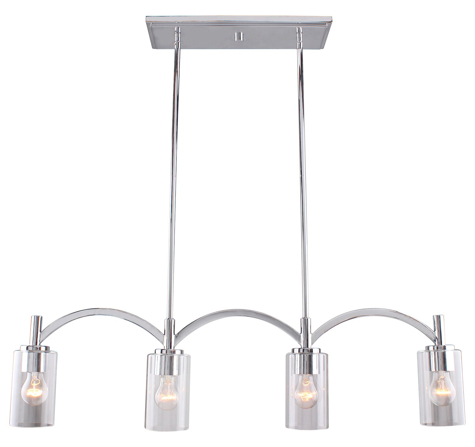 4 Lights Linear Pendant W/ Chrome Finish & Clear Glass by Eglo