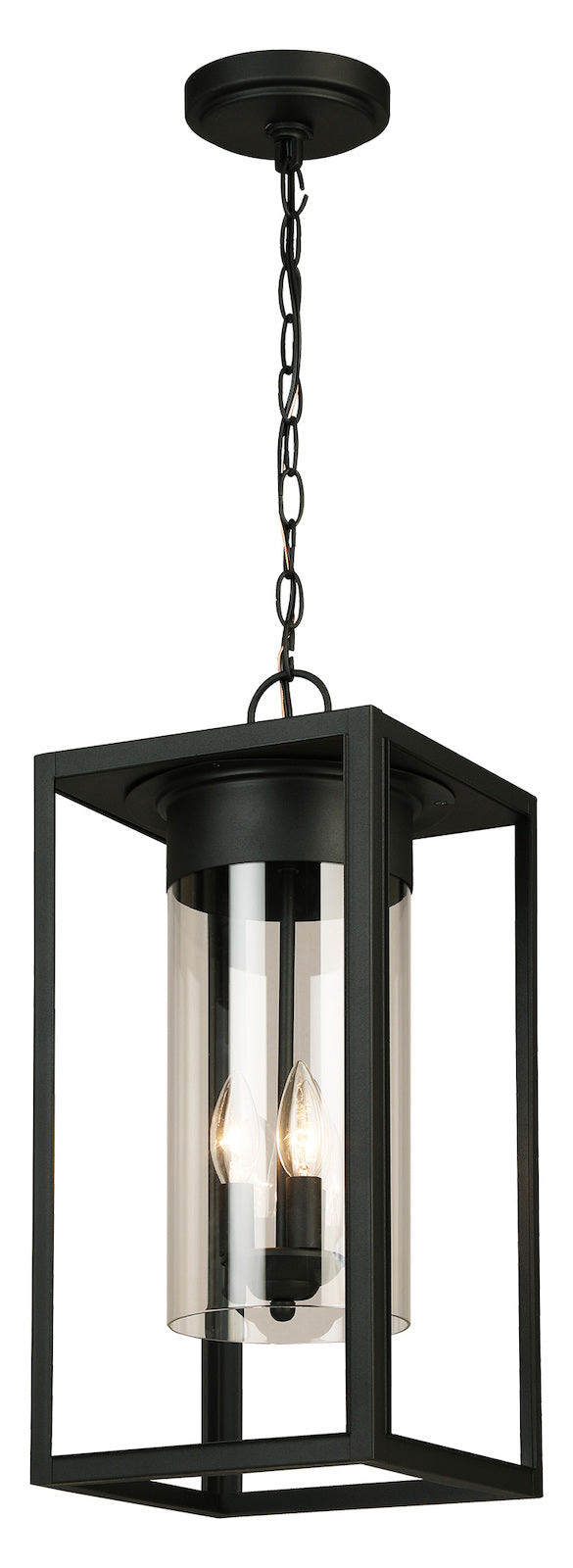 3 Lights Outdoor Pendant W/ Matte Black Finish & Clear Glass by Eglo