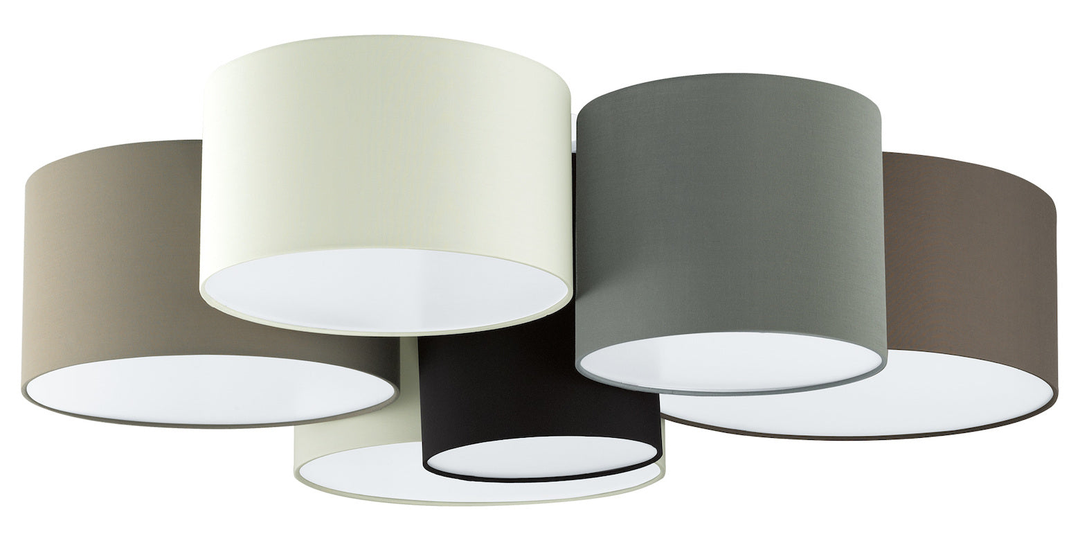 6 Lights Ceiling Light W/ White/Black/Taupe/Grey And Cappuchino Shades by Eglo