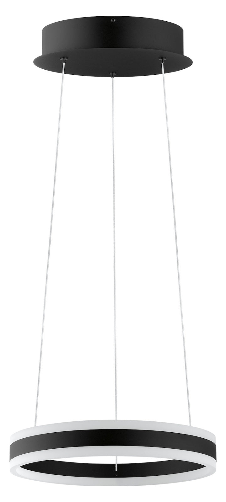 2 Lights Single Pendant W Black Finish & White Acrylic by Eglo