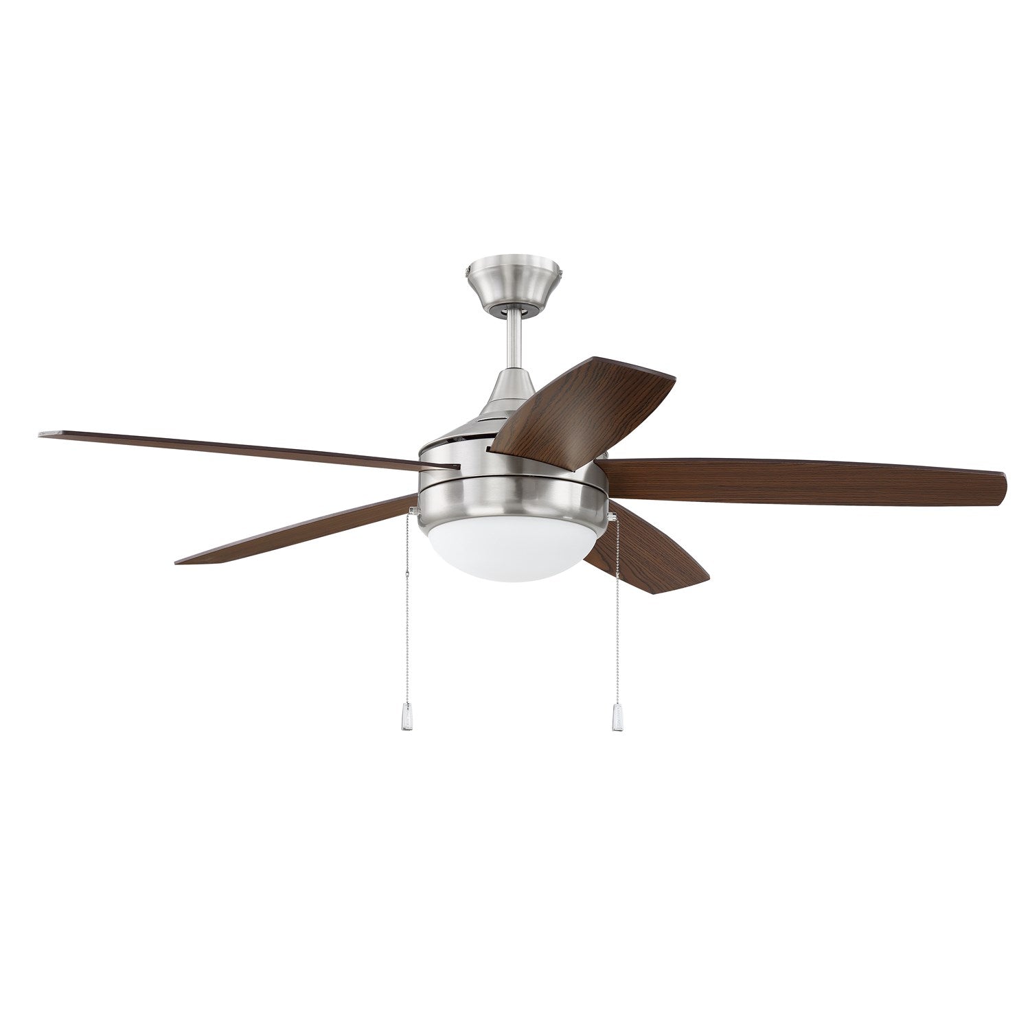 52in Phaze 5 in Brushed Polished Nickel w/ Walnut/Dark Oak Blades