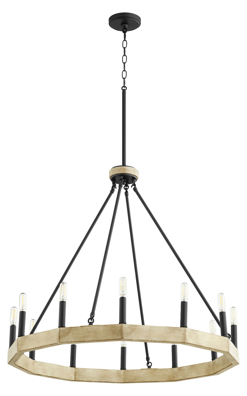12 Lights Noir W/ Driftwood Finish Chandelier by Quorum