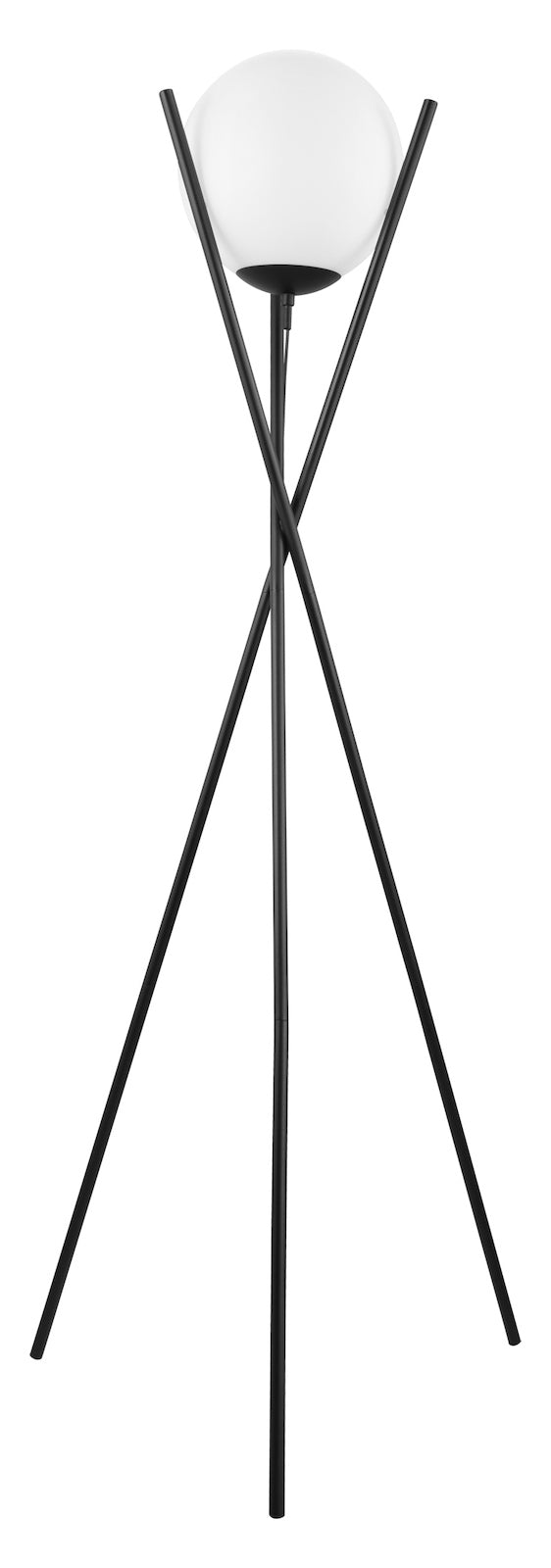 1 Light Floor Lamp W/ Black Finish & Opal Glass Shade by Eglo