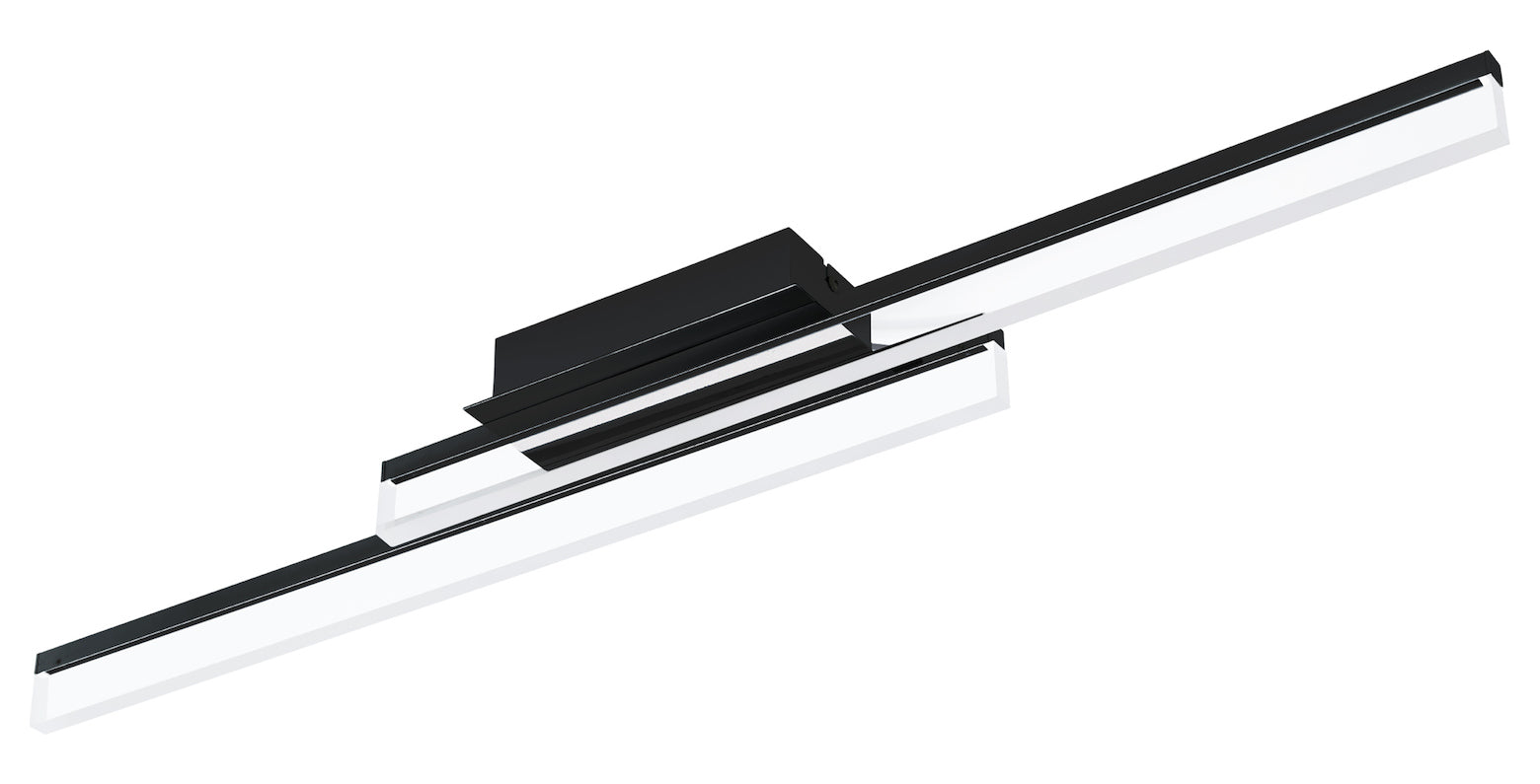 1 Light Led Ceiling Light W/ Matte Black Finish And Satin Acrylic Shade by Eglo