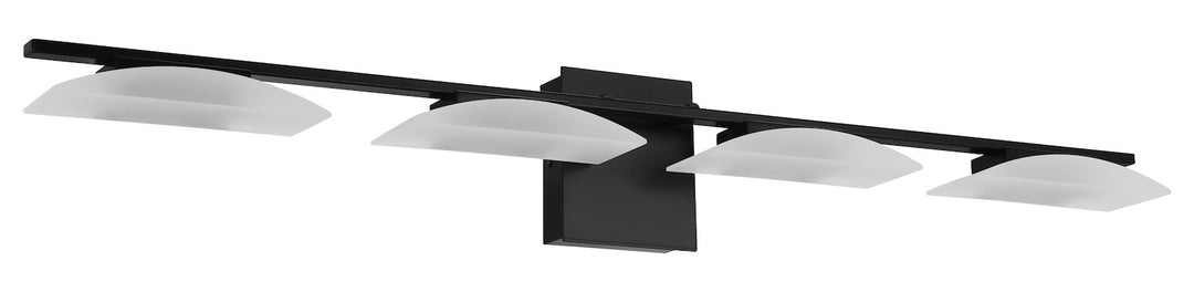 4 Lights Led Vanity Light W/ Matte Black Finish & Satin Plastic Shade by Eglo