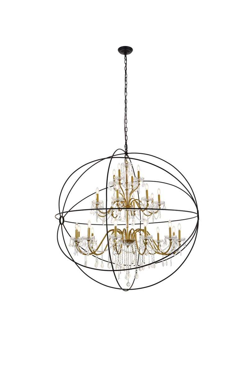 24 Light Black And Gold Crystal Pendant by Living District