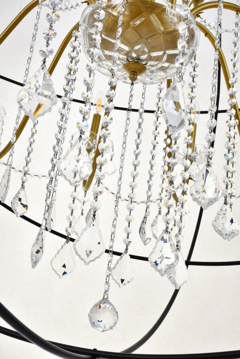 24 Light Black And Gold Crystal Pendant
