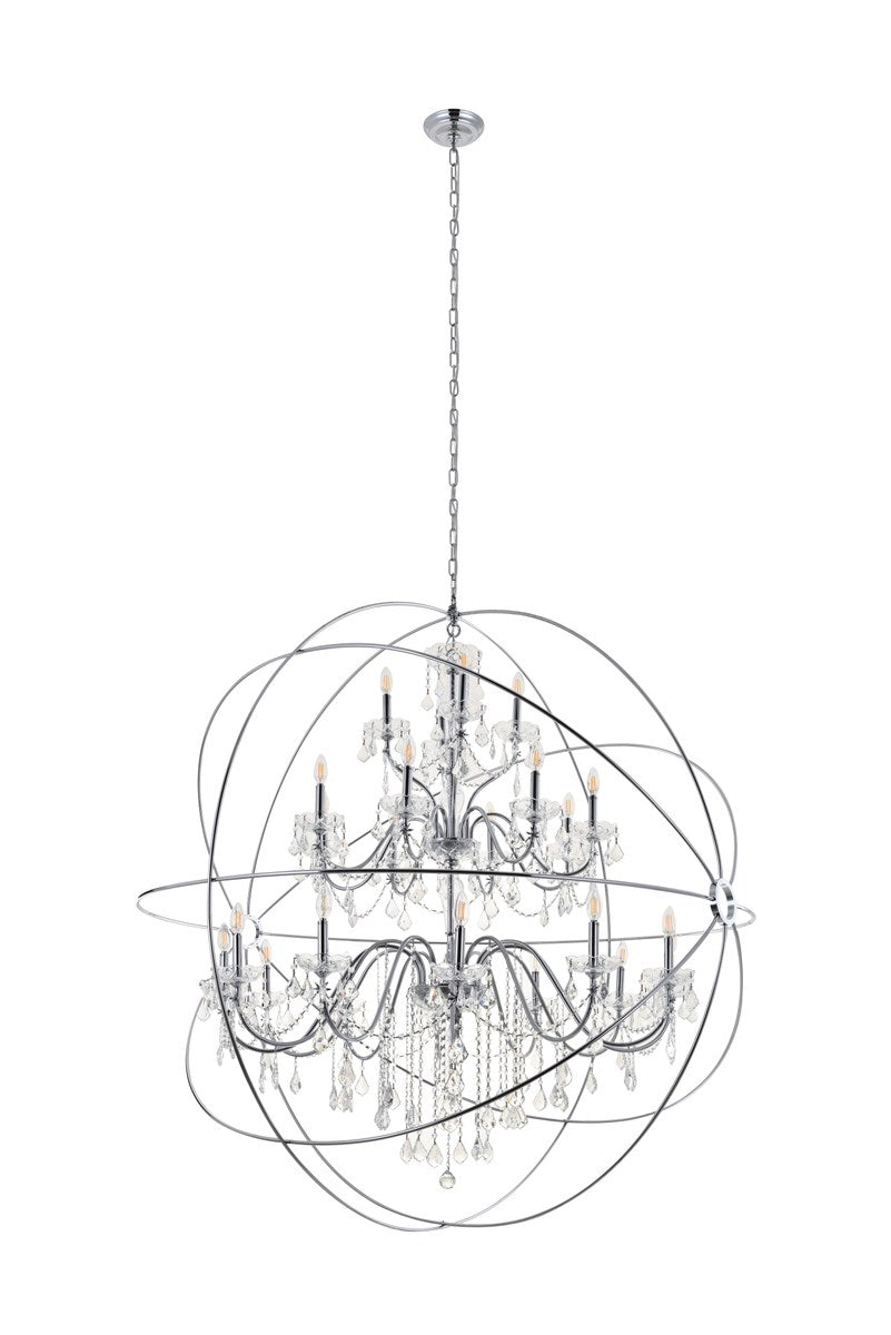 24 Light Chrome Crystal Pendant