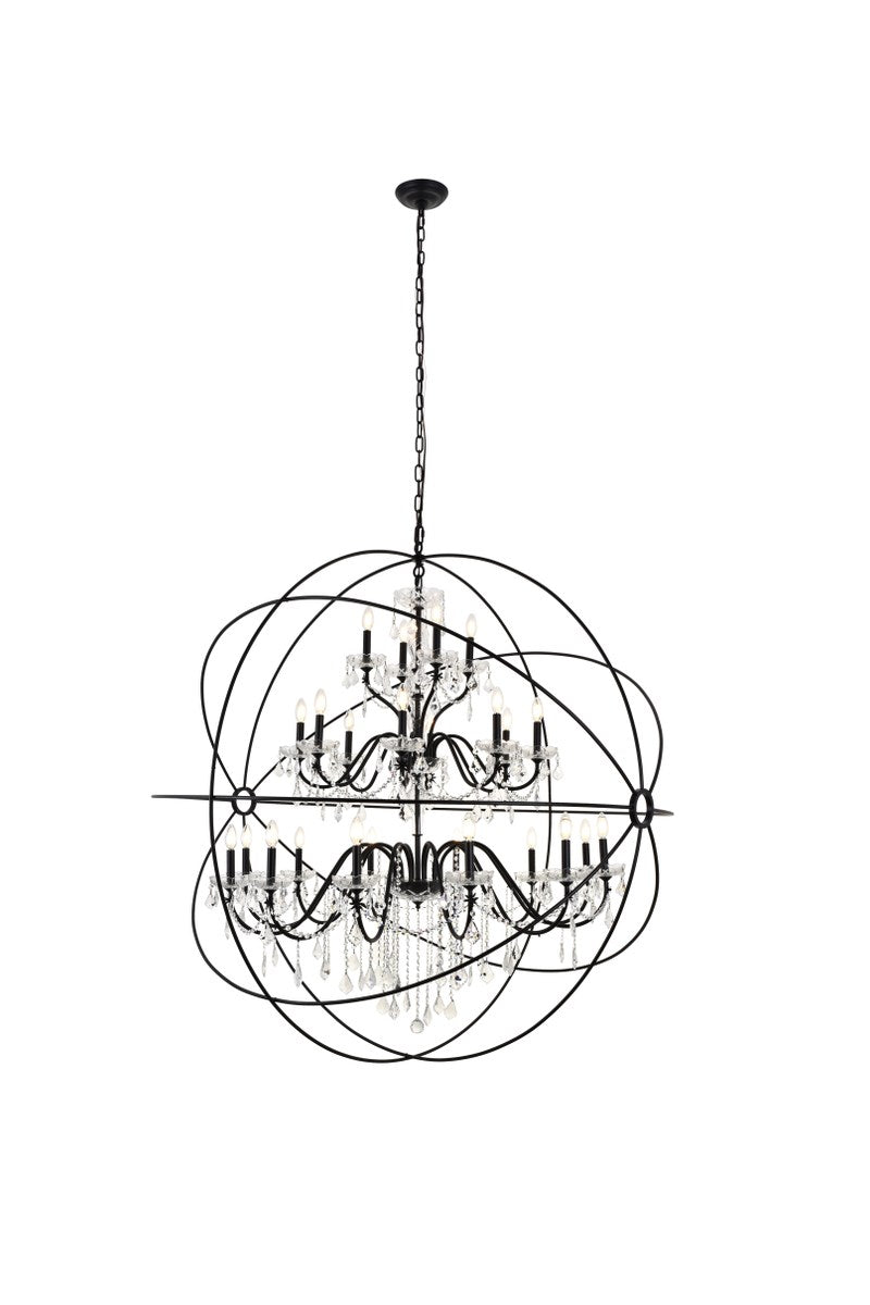 24 Light Black Crystal Pendant by Living District
