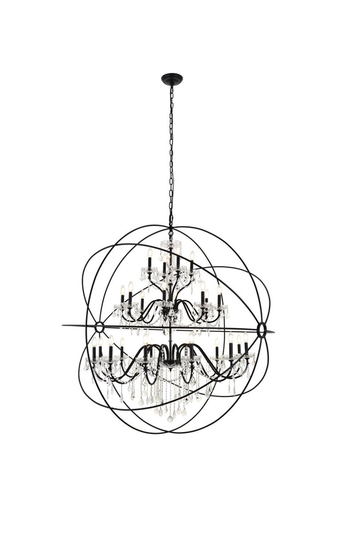 24 Light Black Crystal Pendant by Living District