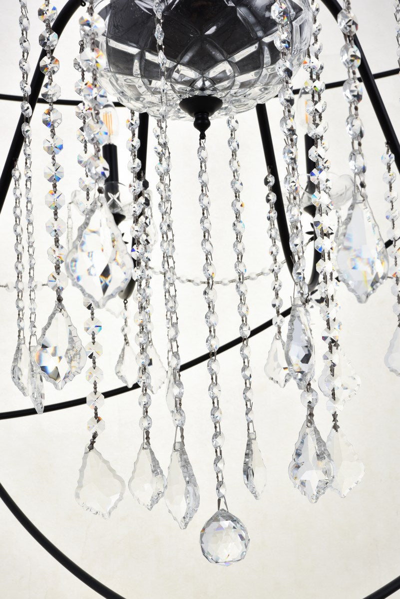 24 Light Black Crystal Pendant